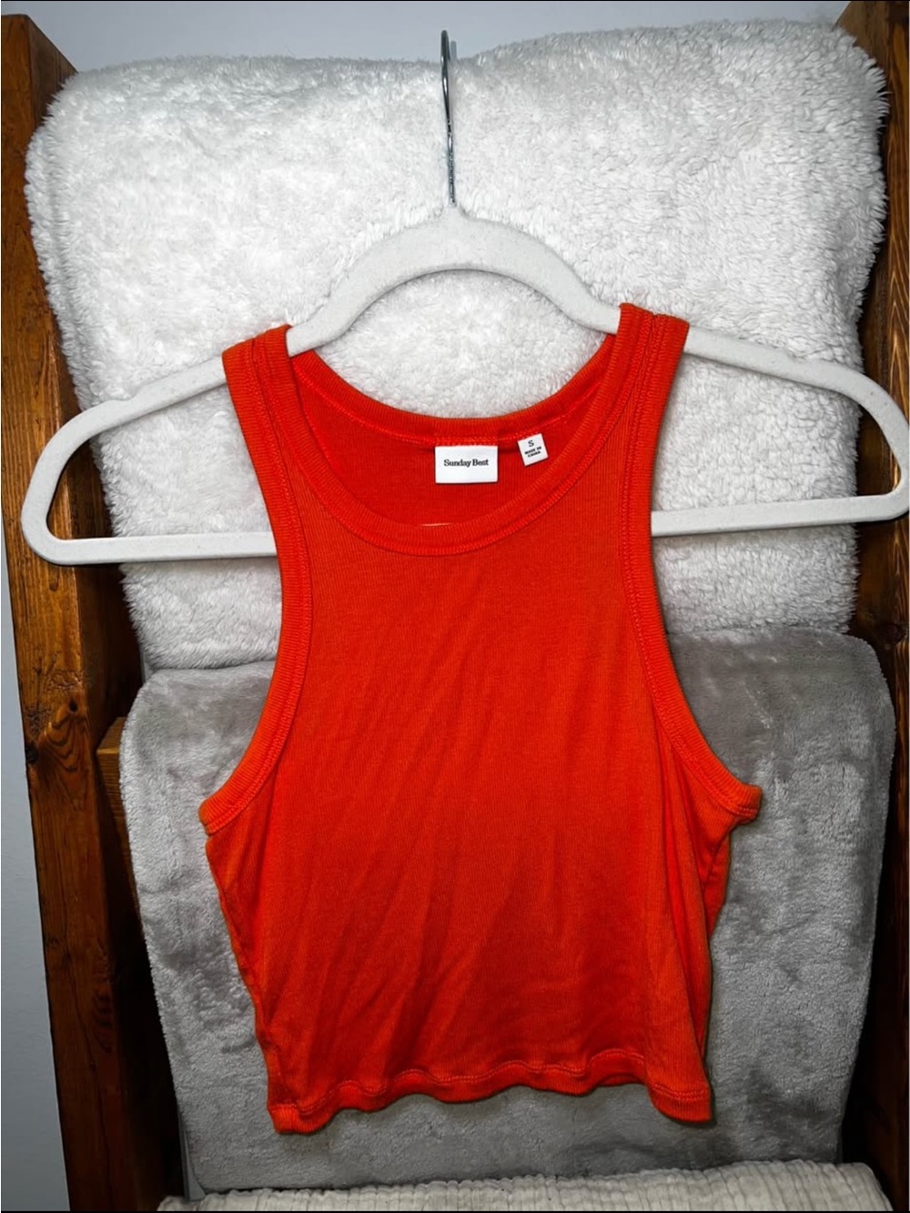 Sunday Best Bright Orange Ribbed Cropped Tank